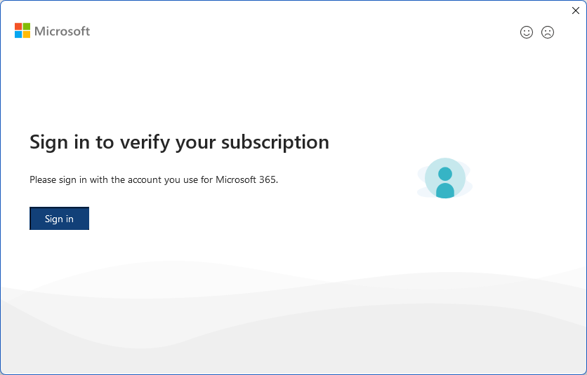 Office activation dialog redirecting to work account